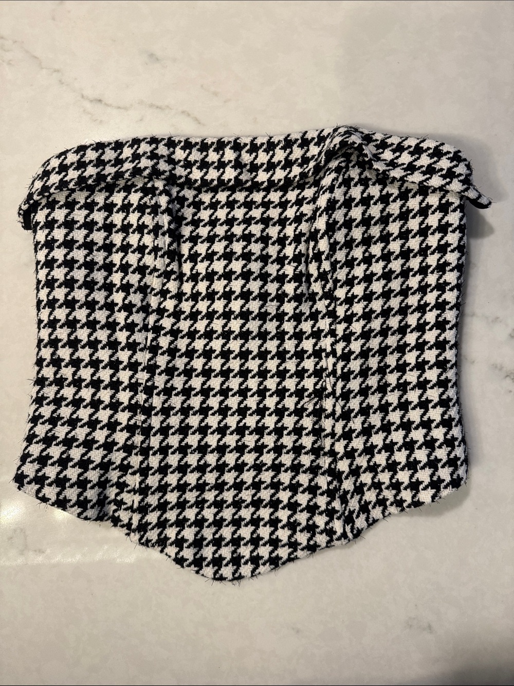 Black and White Houndstooth Strapless Women's Top